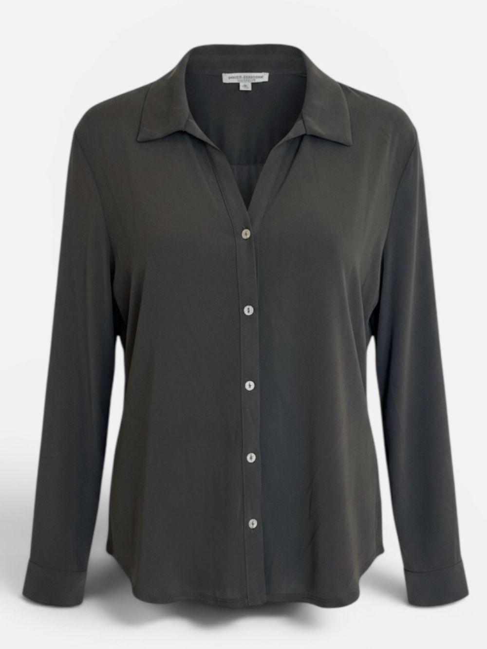 Green Envelope Charcoal Button-Front Long-Sleeve Shirt